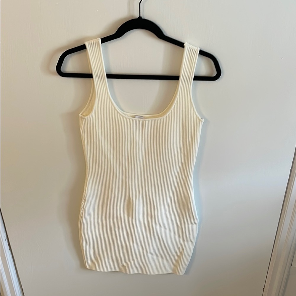 Princess Polly White Ribbed Mini Dress